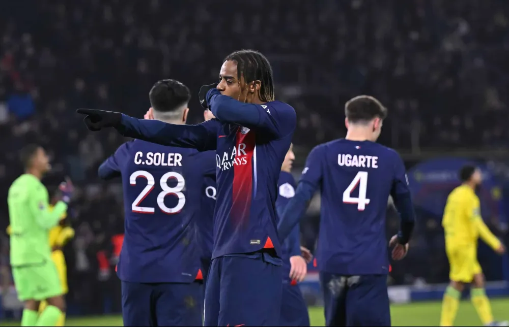 Bradley Barcola a inscrit son premier but avec le PSG (PSG.FR)