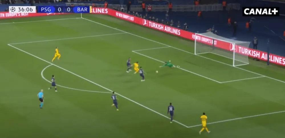 L'action du premier but encaissé par Donnarumma (Capture C+)