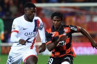 Nuno Mendes face à Lorient (PSG.fr)