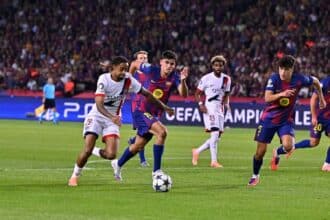 Gerard Martin, le défenseur du Barça, a souffert face au PSG (PSG.fr)