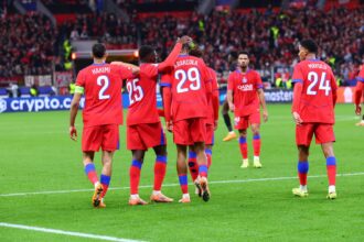 La joie des joueurs du PSG face à Leverkusen (PSG.fr)