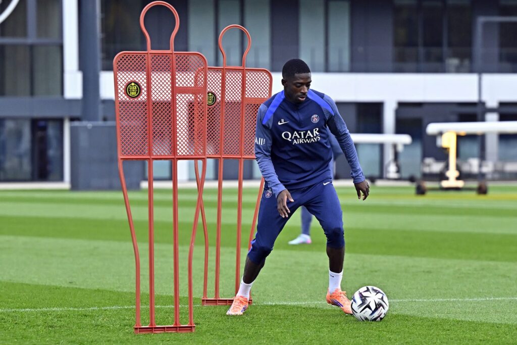 Ousmane Dembélé à l'entraînement (PSG.fr)