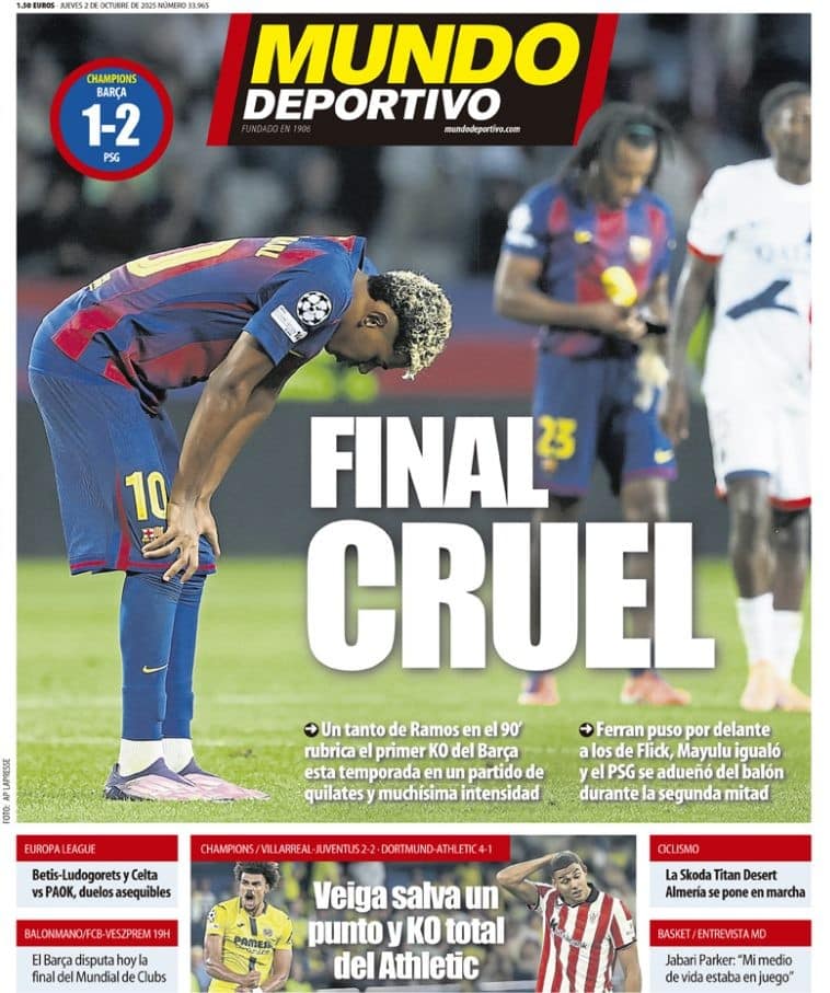La Une du Mundo Deportivo après la victoire face à Barcelone.